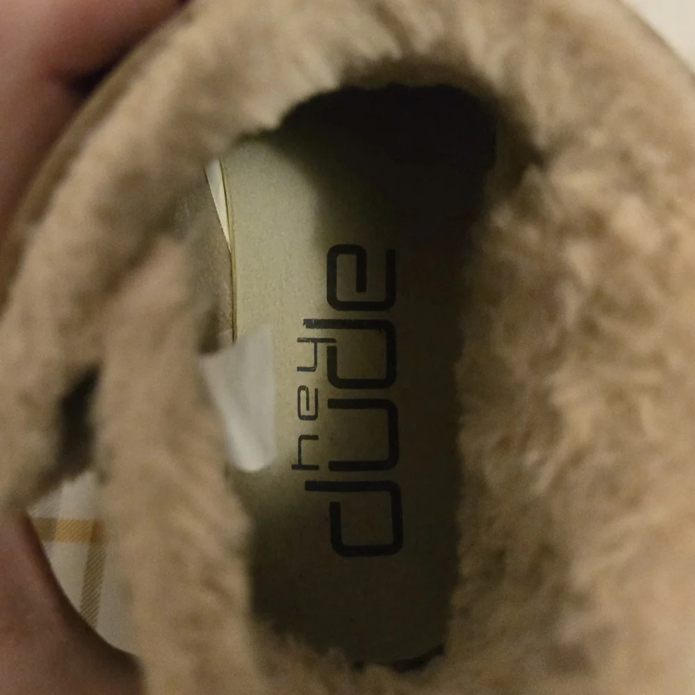 Hey Dude Kids Brown Suede Slip-On Boots with Gold Accent and Leopard Print